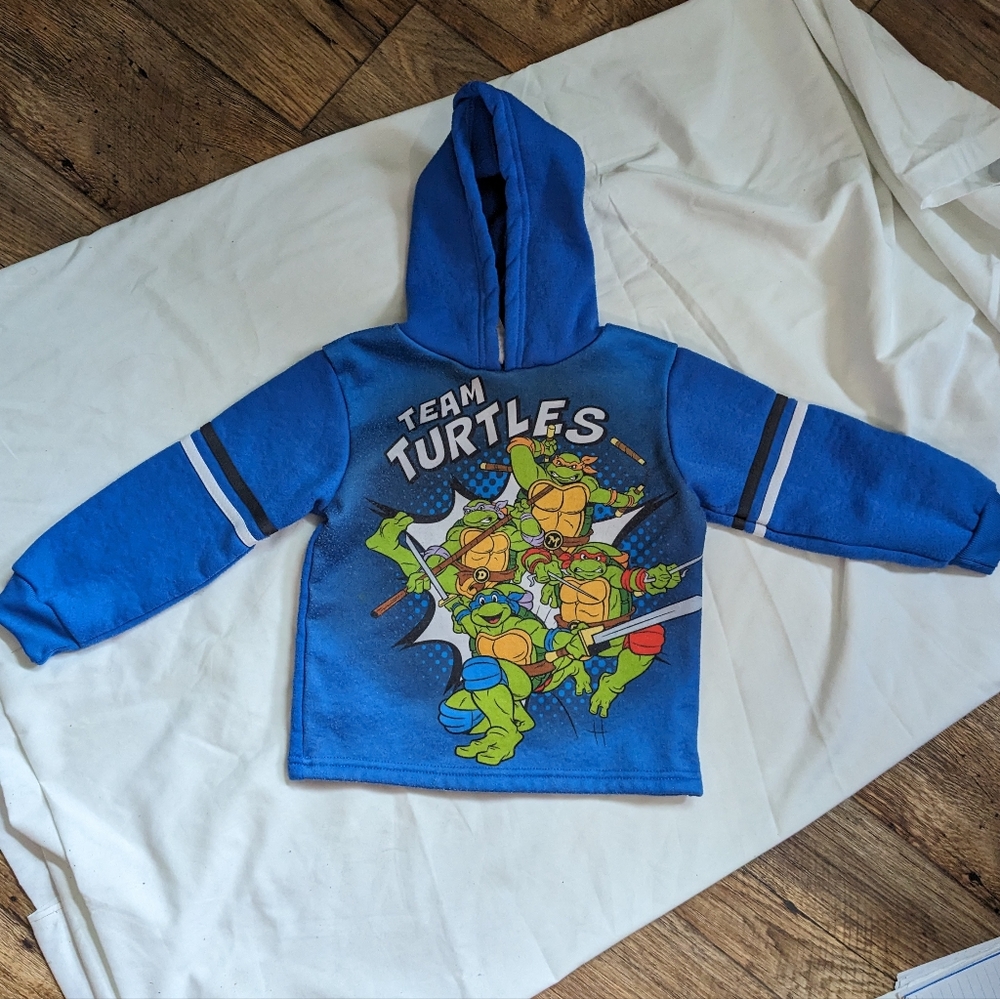 TMNT Nickelodeon Boys 4T 2015 Teenage Mutant Ninja Turtle Hoodie BlueHas small